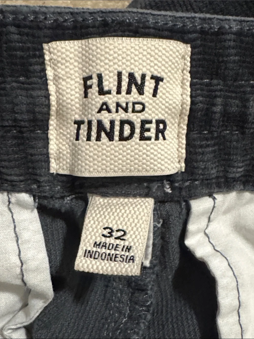 Huckberry Flint and Tinder 365 Corduroy Jogger Charcoal Gray Zipper Fly-32
